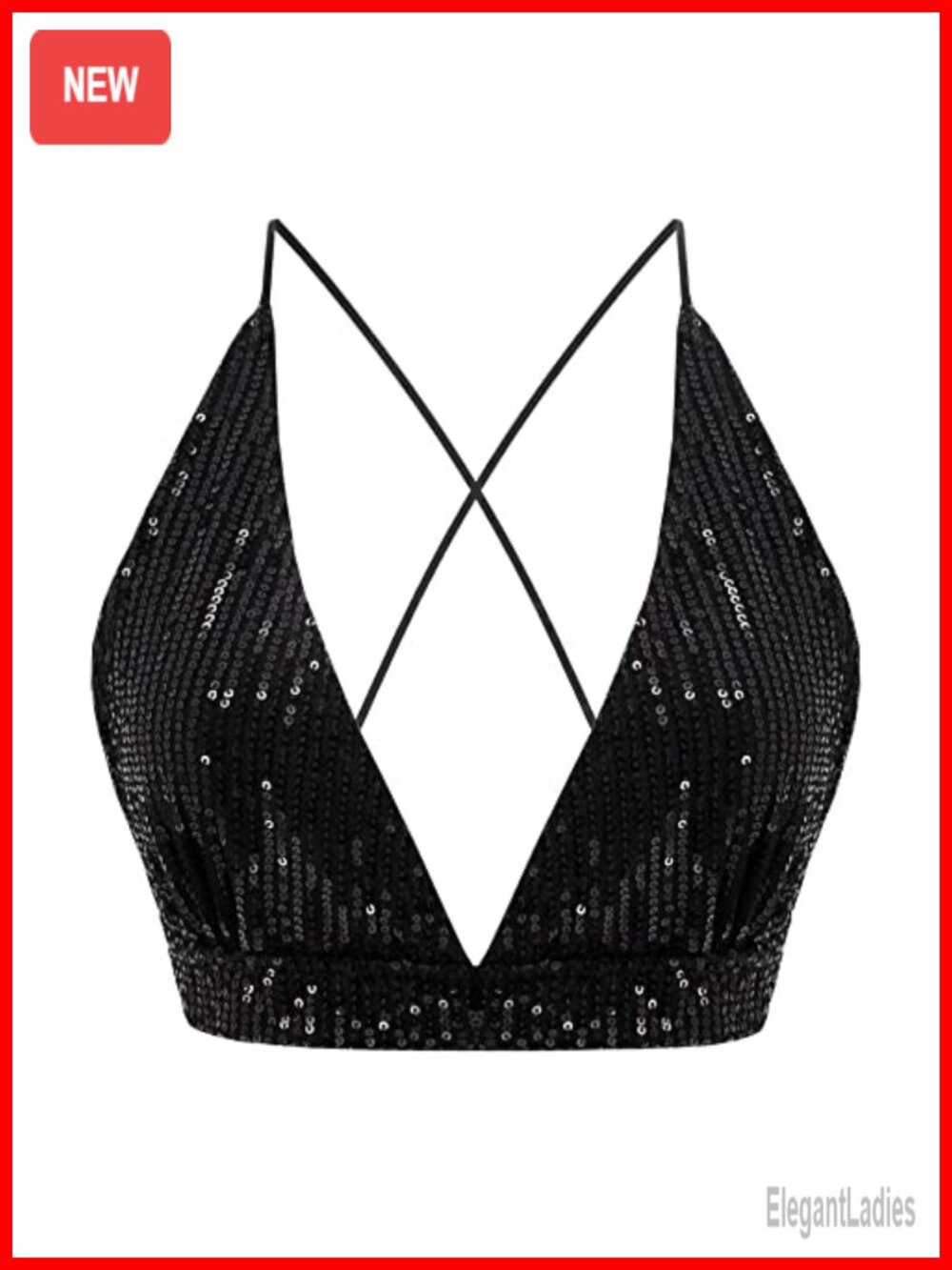 Sequin V Neck Crop Top Bustier Tank Cami Dance Bra
